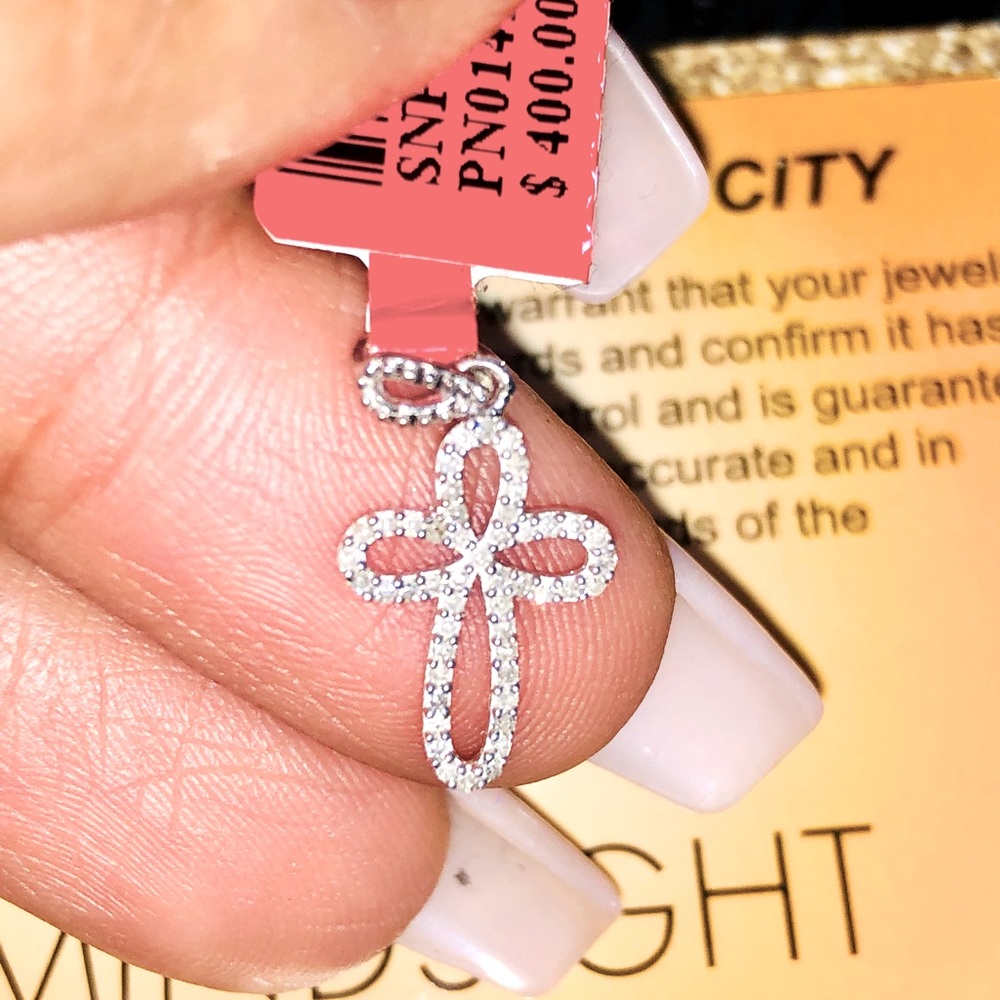 Real diamond cross pendant. Best gift for women, mom, wife, birthday NOT CZ HOT